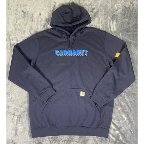 Carhartt Other - Carhartt Hoodie Men's Size XLT Navy Blue Rain Defender Loose Fit Midweight